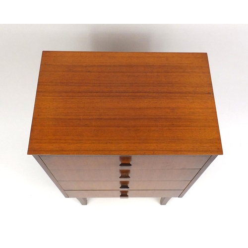 11 - 1950's/60's Remploy teak four drawer chest, 90cm high x 64cm wide x 43cm deep