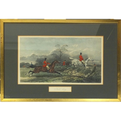 207 - Set of four C.R. Stock coloured engravings of huntsmen on horseback, each 35cm x 21cm excluding the ... 