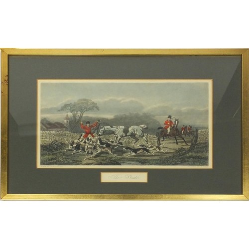 207 - Set of four C.R. Stock coloured engravings of huntsmen on horseback, each 35cm x 21cm excluding the ... 