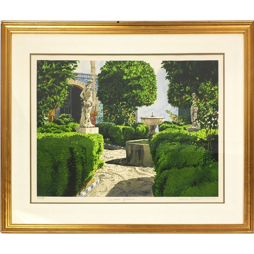 115 - Pair of Llana Richardson pencil signed limited edition coloured prints, of continental courtyards, t... 