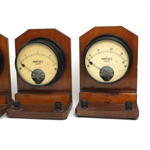 127 - Set of three Elliott Amperes meters and one other