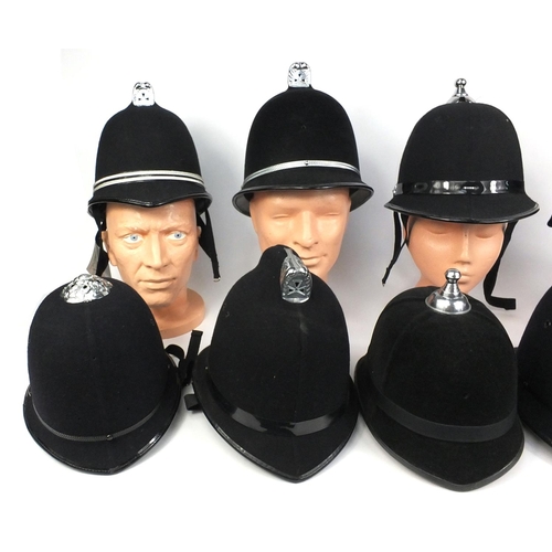 609 - Group of unnamed police helmets including High Combe and Balltop examples