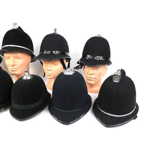 609 - Group of unnamed police helmets including High Combe and Balltop examples