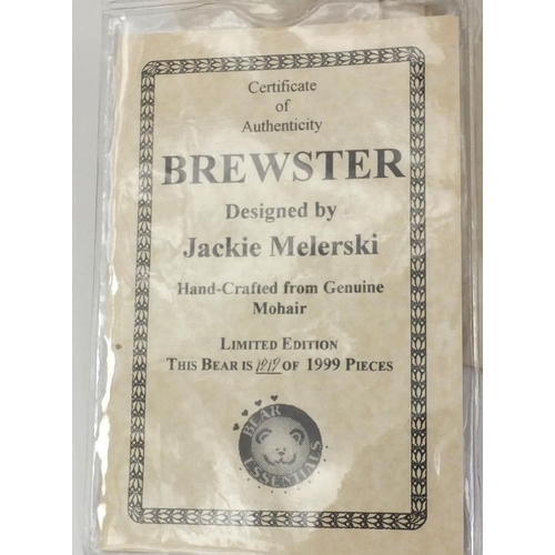 165 - Group of three teddy bears including a Bear Essentials Brewster limited edition No. 1217/1999 and a ... 