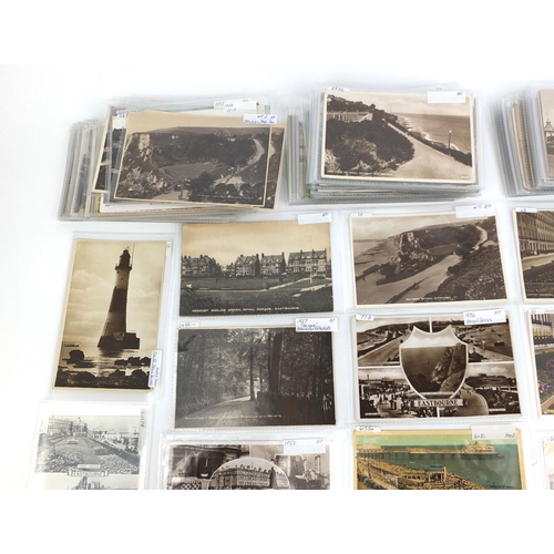 196 - Collection of mostly Eastbourne related postcards including Pevensey Castle, Grand Parade, Beachy He... 