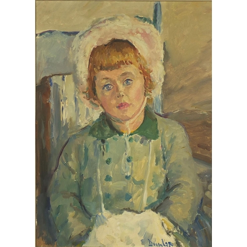 898 - Ronald Ossory Dunlop R.A. - Oil onto canvas, Judy in Fur Hat, titled, labelled and inscribed verso, ... 