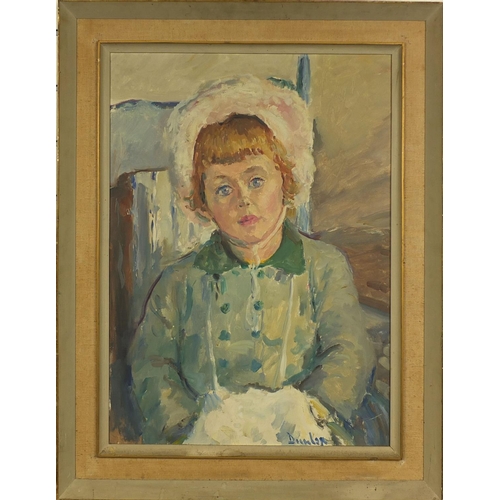 898 - Ronald Ossory Dunlop R.A. - Oil onto canvas, Judy in Fur Hat, titled, labelled and inscribed verso, ... 