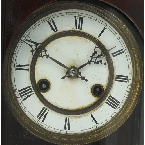 2253 - Mahogany Vienna regulator wall clock with enamelled dial and Roman Numerals, 84cm high