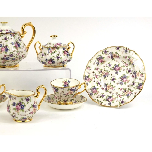 2141 - Royal Albert 1940's English chintz pattern tea for two, from the one hundred years of Royal Albert s... 