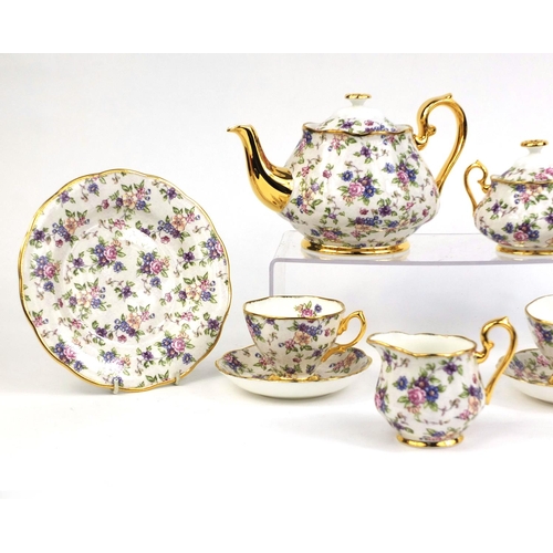 2141 - Royal Albert 1940's English chintz pattern tea for two, from the one hundred years of Royal Albert s... 