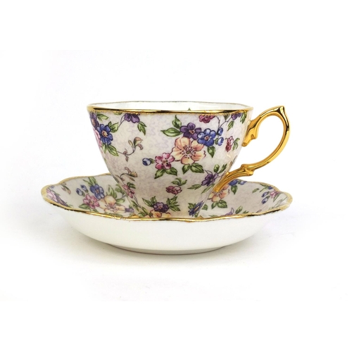 2141 - Royal Albert 1940's English chintz pattern tea for two, from the one hundred years of Royal Albert s... 