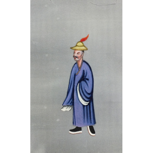 495 - Group of twelve Chinese pith paintings, each of various robbed figures, each unframed, each 18cm x 1... 