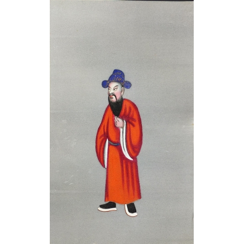 495 - Group of twelve Chinese pith paintings, each of various robbed figures, each unframed, each 18cm x 1... 