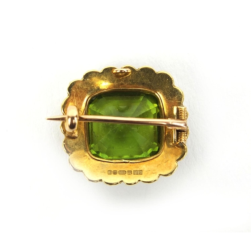 778 - Victorian 9ct gold Peridot and seed pearl brooch (later assayed) in a London & Ryder New Bond Street... 