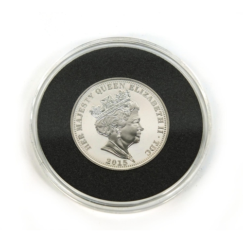 2406 - Boxed silver proof piedfort five pound coin commemorating Queen Elizabeth II being the longest-Reign... 