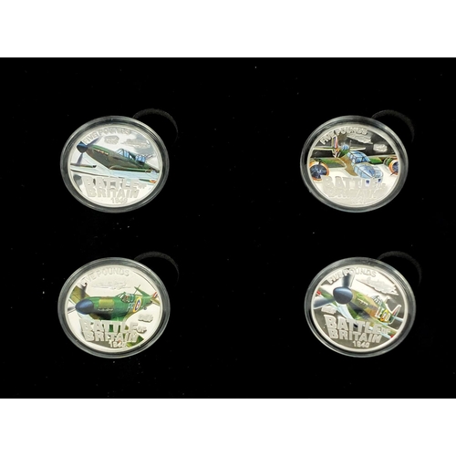 2405 - Boxed Battle of Britain silver proof four coin set, commemorating the seventy five Anniversary, comp... 