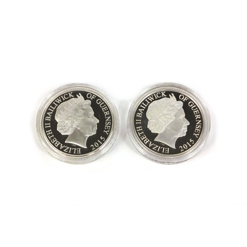 2408 - Two boxed silver proof five pound coins comprising the seventieth Anniversary of VE Day, limited edi... 