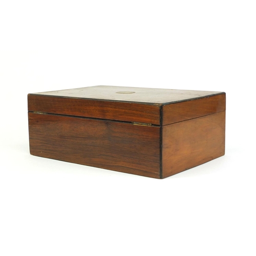 2215 - Large Victorian mahogany box with hinged lid and lift out interior, 15.5cm high x 40cm wide x 27.5cm... 