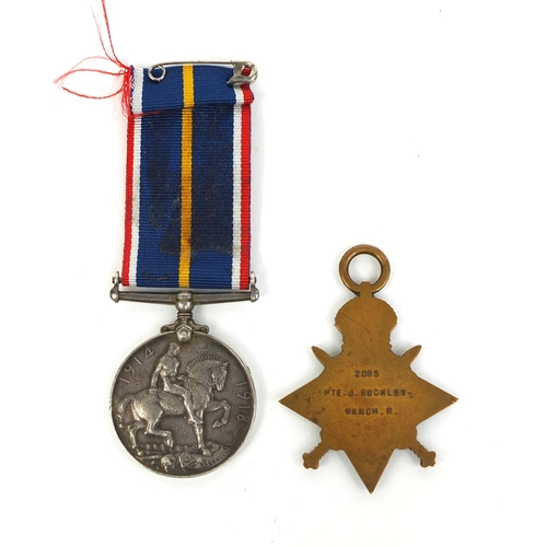 271 - Two British Military interest World War I medals comprising the 1914-15 Star awarded to 2085 PTE J.B... 