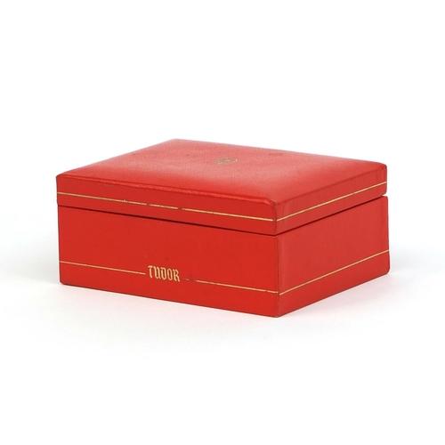 885 - Rolex Tudor red leatherette wristwatch box, 12cm long