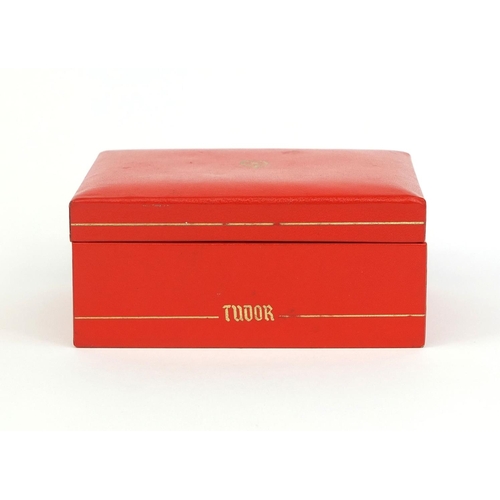 885 - Rolex Tudor red leatherette wristwatch box, 12cm long