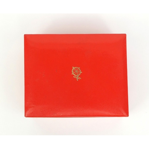 885 - Rolex Tudor red leatherette wristwatch box, 12cm long