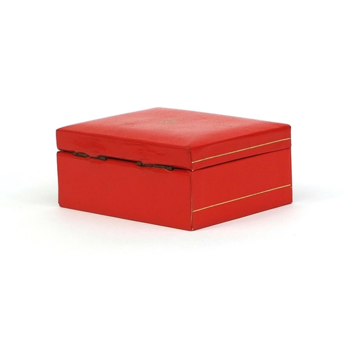 885 - Rolex Tudor red leatherette wristwatch box, 12cm long