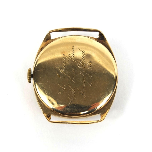 866 - 9ct gold Majex gentleman's wristwatch, 3cm square excluding the crown, approximate weight 15.8g