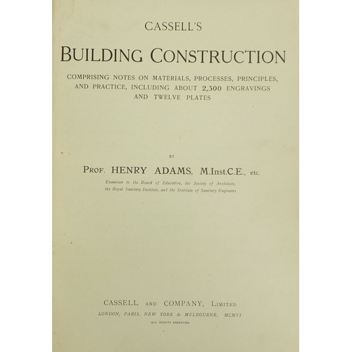 186 - Cassell's Building Construction by Prof Henry Adams - Two leather bound hardback books, one includin... 