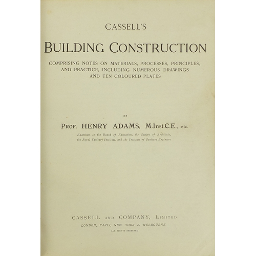 186 - Cassell's Building Construction by Prof Henry Adams - Two leather bound hardback books, one includin... 