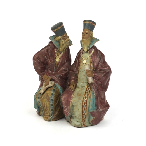 2075 - Lladro figure of two seated magistrates, factory marks to the base, Lladro number 2052, 31cm high