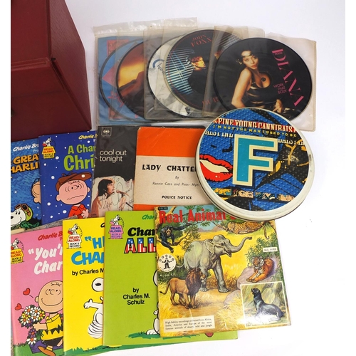 2303 - Collection of over forty picture discs including children's records, housed in a carrying case