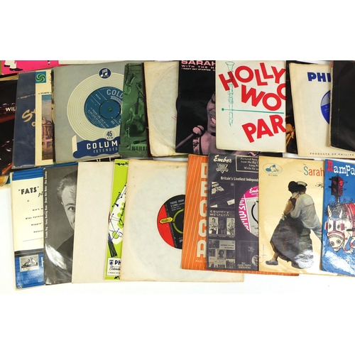 2304 - Collection of  45 RPM jazz records, housed in a carrying case