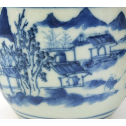 388 - Group of Chinese blue and white porcelain, including a vase with flared rim hand painted with Kylin ... 