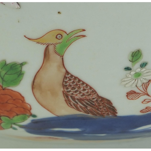 376 - Chinese porcelain punch bowl hand painted in the Imari palette with birds of Paradise, 27cm in diame... 