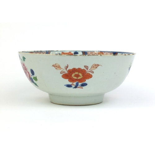 376 - Chinese porcelain punch bowl hand painted in the Imari palette with birds of Paradise, 27cm in diame... 