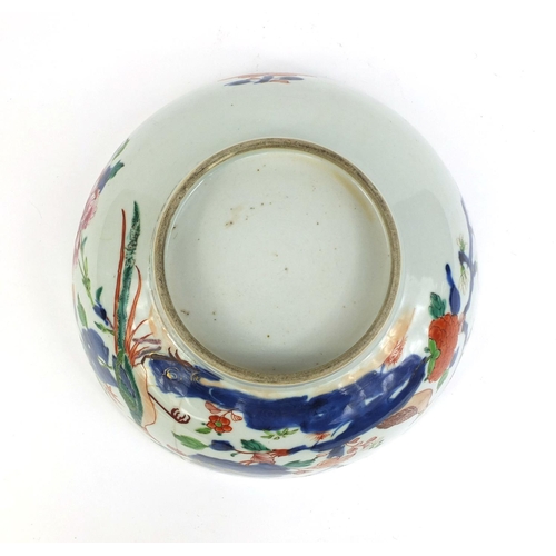 376 - Chinese porcelain punch bowl hand painted in the Imari palette with birds of Paradise, 27cm in diame... 