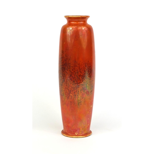 609 - Ruskin orange glazed pottery vase, impressed factory marks and No.111 to the base, 26cm high