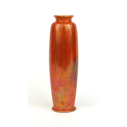 609 - Ruskin orange glazed pottery vase, impressed factory marks and No.111 to the base, 26cm high