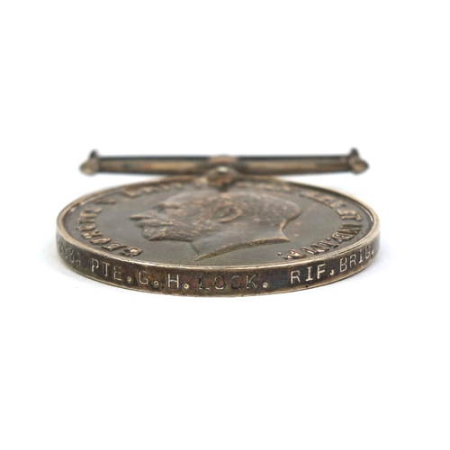 272 - British Military interest World War I 1914-18 war medal awarded to Z-2634PTE.G.H.LOCK.RIF.BRIG.