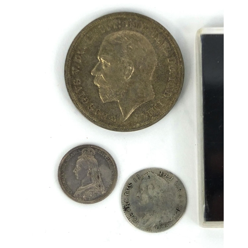 228 - Group of 18th century and later British and American coinage including a 1746 six pence, 1897 crown ... 