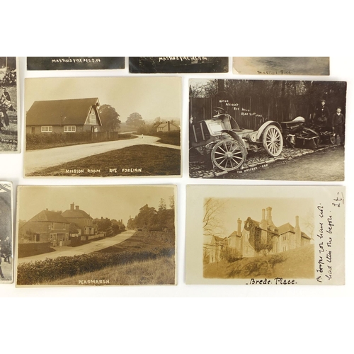 197 - Group of ten black and white photographic postcards including fire at Hastings, Mastin fire, the wre... 