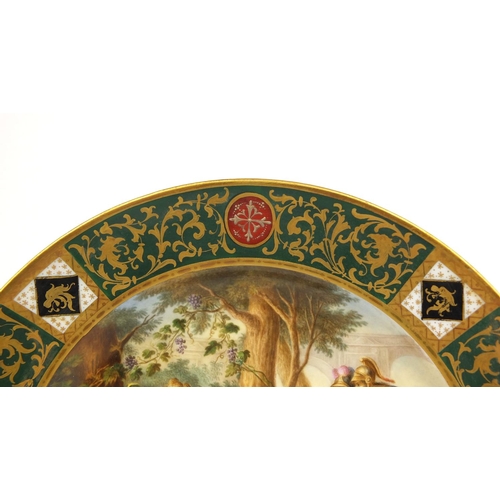 552 - 19th century Meissen porcelain cabinet plate hand painted with lovers, Rinaldo and Armida within a g... 