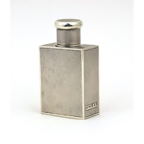 658 - Silver Asprey & Co scent bottle with engine turned decoration, London 1928, 7cm high, approximate we... 