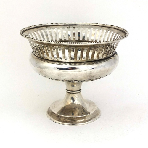 673 - Silver pedestal bonbon dish with pierced decoration, W.N Birmingham 1907, 13cm high, approximate wei... 