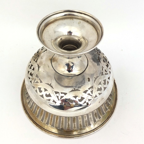 673 - Silver pedestal bonbon dish with pierced decoration, W.N Birmingham 1907, 13cm high, approximate wei... 