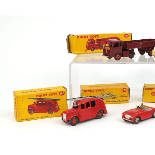 246 - Group of five boxed Dinky toys including 421 British Railways electric articulated lorry and a 250 S... 