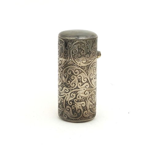 668 - Victorian Mappin Brothers silver scent bottle, profusely engraved with floral decoration, with origi... 