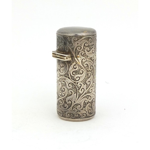 668 - Victorian Mappin Brothers silver scent bottle, profusely engraved with floral decoration, with origi... 