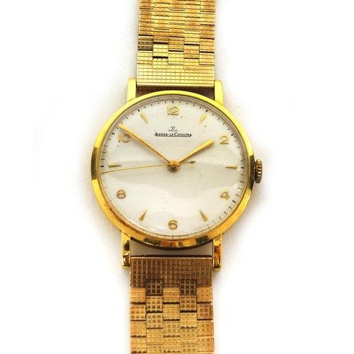 853 - 18ct gold Jaeger Lecoultre gentleman's wristwatch with 9ct gold strap No.784720 to the movement, 3.5... 